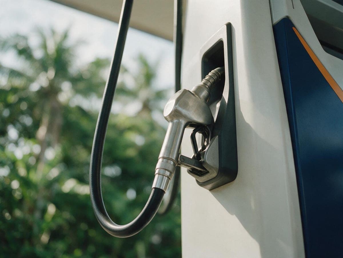 Bico de combustível encaixado no tanque de um carro
